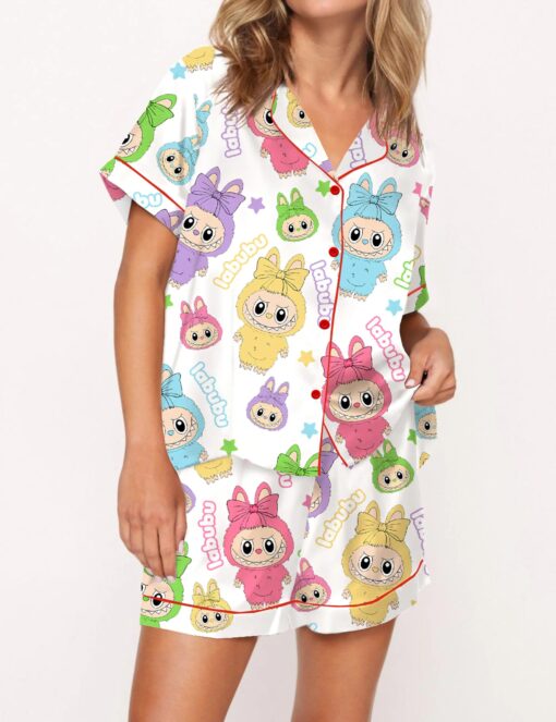 Trending Cute Monster Silky Satin Pajama Set For Women