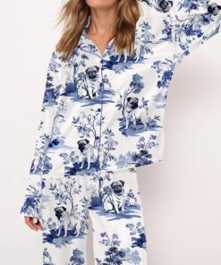Pug Silky Satin Pajama Set For Women