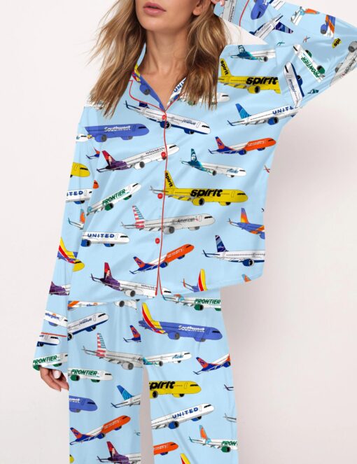 Airline Aircraft Satin Pajama Set For Women - Image 5