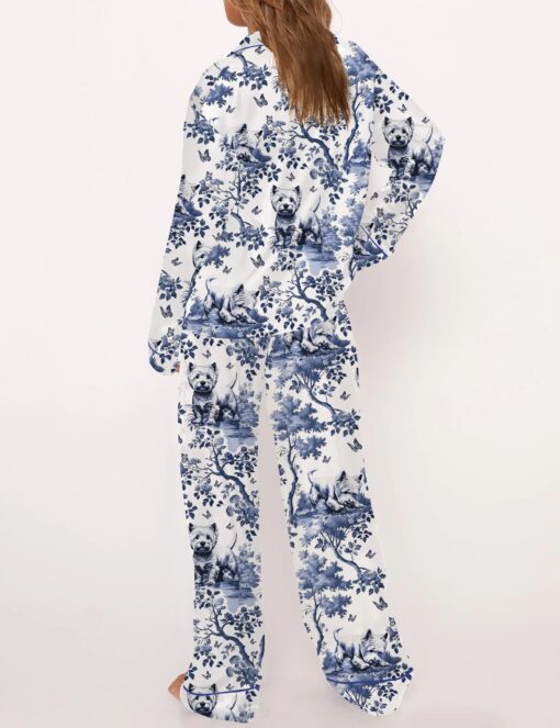 West Highland White Terrier Silky Satin Pajama Set For Women - Image 6