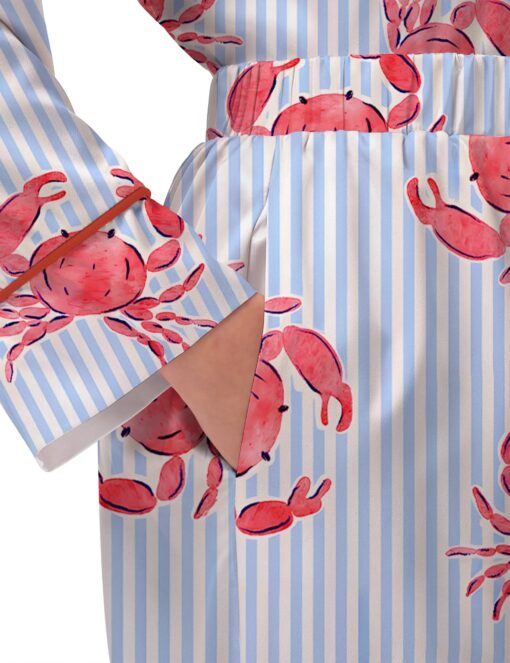 Crab Stripe Silky Satin Pajama Set For Women - Image 5