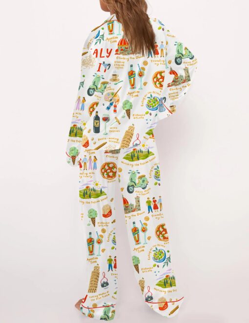 Italian Vacation Silky Satin Pajama Set For Women - Image 3