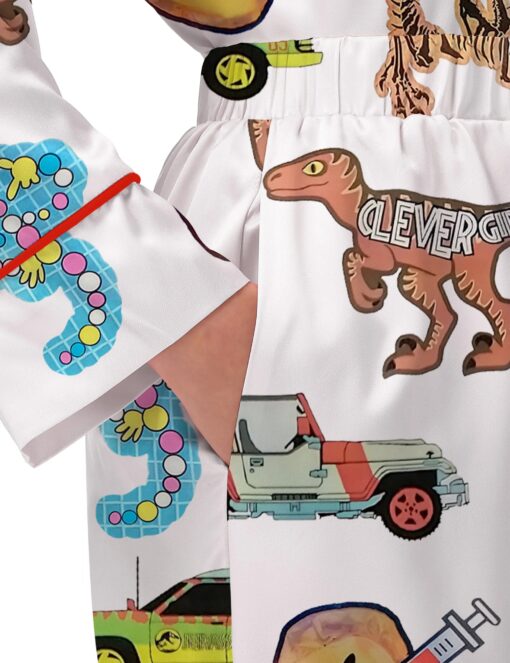 Jurassic Dinosaurs World Silky Satin Pajama Set For Women - Image 6