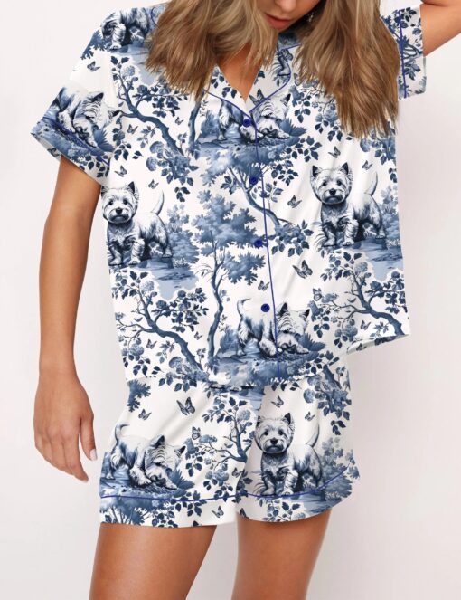 West Highland White Terrier Silky Satin Pajama Set For Women - Image 3
