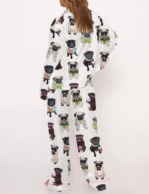 Cute Pug Silky Satin Pajama Set For Women - Image 6