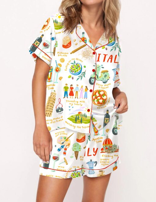 Italian Vacation Silky Satin Pajama Set For Women - Image 5