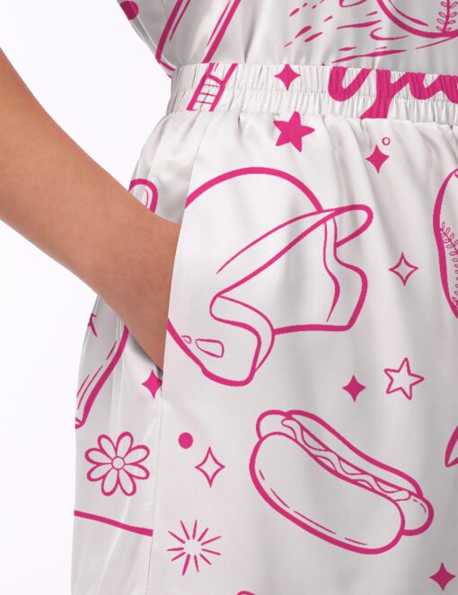 Baseball Game Day Silky Satin Pajama Set For Women - Image 5