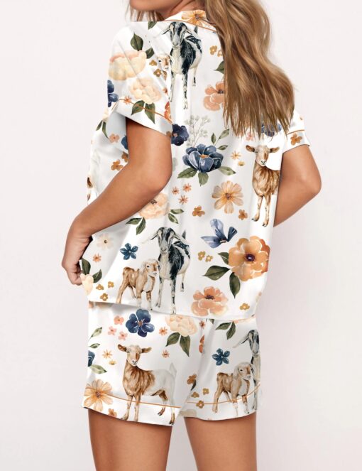 Goat Farm Floral Silky Satin Pajama Set For Women - Image 2