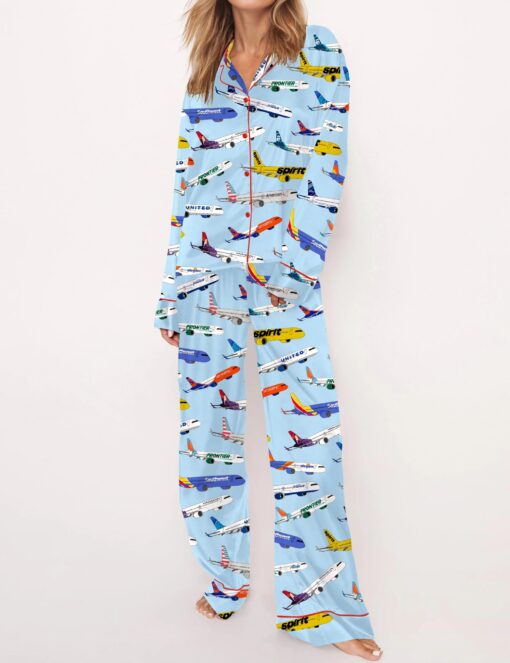 Airline Aircraft Satin Pajama Set For Women - Image 4