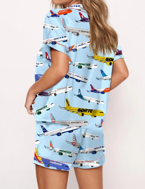 Airline Aircraft Satin Pajama Set For Women - Image 7