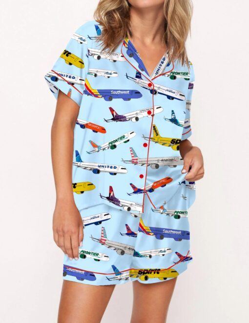 Airline Aircraft Satin Pajama Set For Women - Image 6
