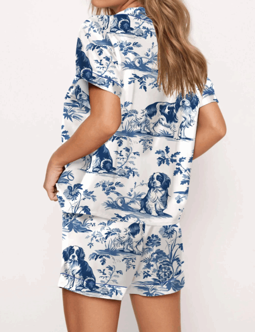 Cavalier King Charles Spaniel Silky Satin Pajama Set For Women - Image 6