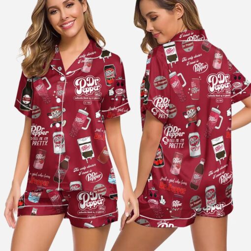 Dr Pepper Satin Pajamas Set, Dr Pepper Soda Lover Pjs, Dr Pepper Gift