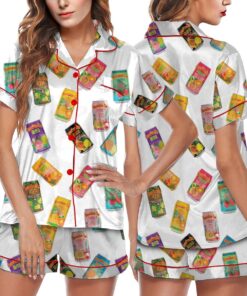 Hawaiian Drinks Satin Pajama Set For Women