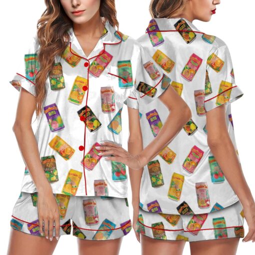 Hawaiian Drinks Satin Pajama Set For Women