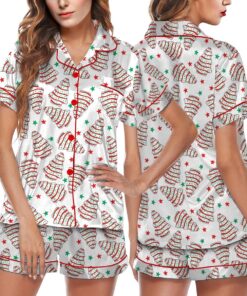 Christmas Tree Snack Cake Satin Pajamas Set