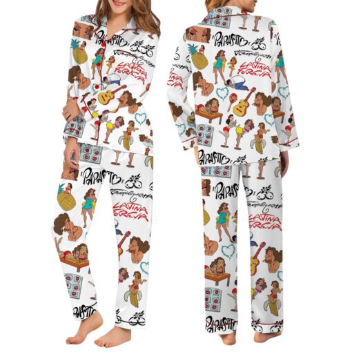 Tropicoqueta Karol Satin Pajama Set, Print Sleepwear & Loungewear PJs - Image 6
