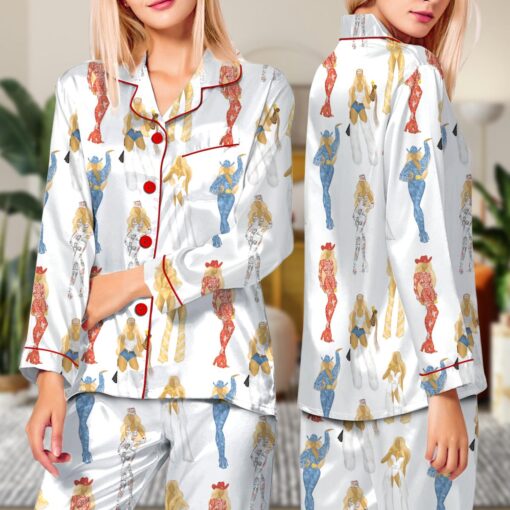 Women's Cowboy Cartoon Satin Pajamas Set - Image 7