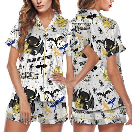 Violent Little Satin Pajamas Set, Dragon Satin Pajamas Set