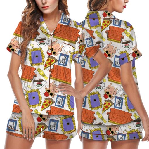 Friends TV Show Satin Pajama Set, Central Perk Lounge PJs
