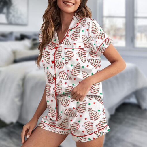 Christmas Tree Snack Cake Satin Pajamas Set - Image 3