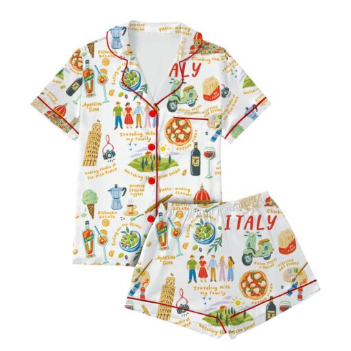 Italian Vacation Silky Satin Pajama Set - Image 2