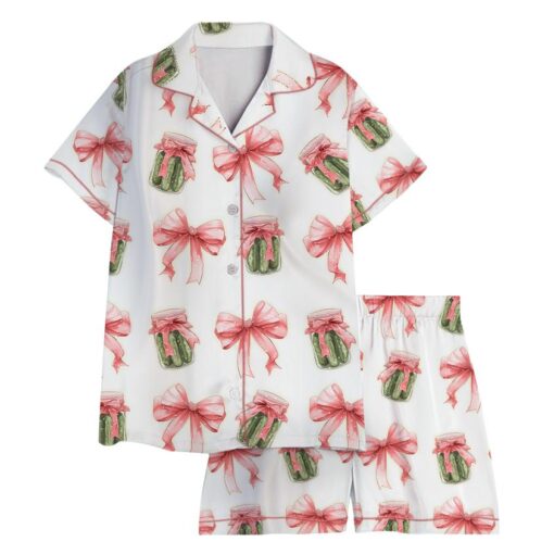 Pickles Coquette Bow Satin Pajama Set For Women - Image 2
