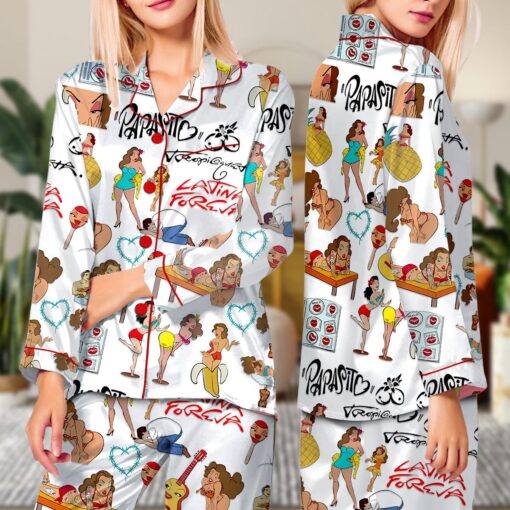Tropicoqueta Karol Satin Pajama Set, Print Sleepwear & Loungewear PJs - Image 5