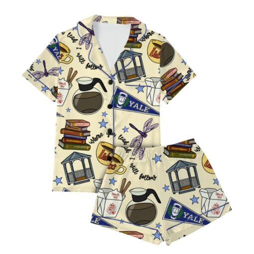 Stars Hollow Satin Pajama Set, Print Sleepwear & Loungewear PJs - Image 4