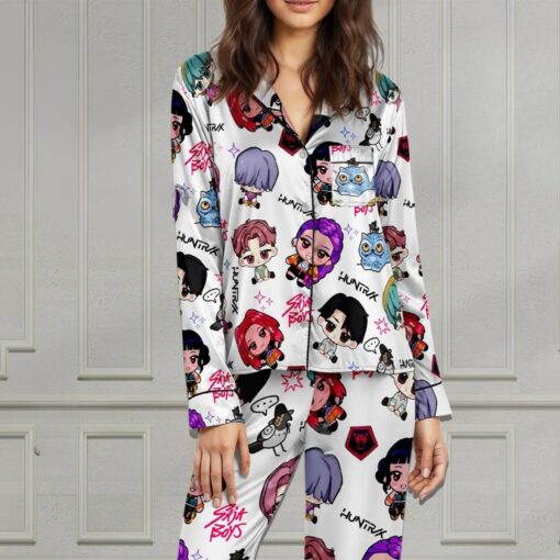 Kpop Demon Hunters Saja Boys Satin Pajama Set For Women
