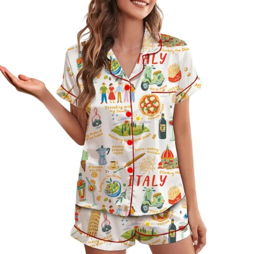 Italian Vacation Silky Satin Pajama Set - Image 3