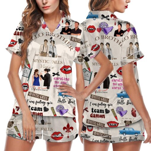 Vampire Diaries Satin Pajamas Set, Hello Brother Holiday Pajamas