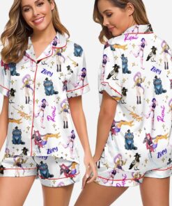 Kpop Demon Hunters Satin Pajama Set, Derpy the Tiger And Bird Sleepwear