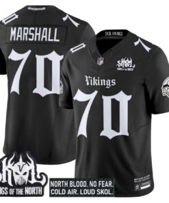 #70 Marshall Minnesota Vikings 'Gothic Norseblood Edition' Vapor Limited Jersey - All Stitched
