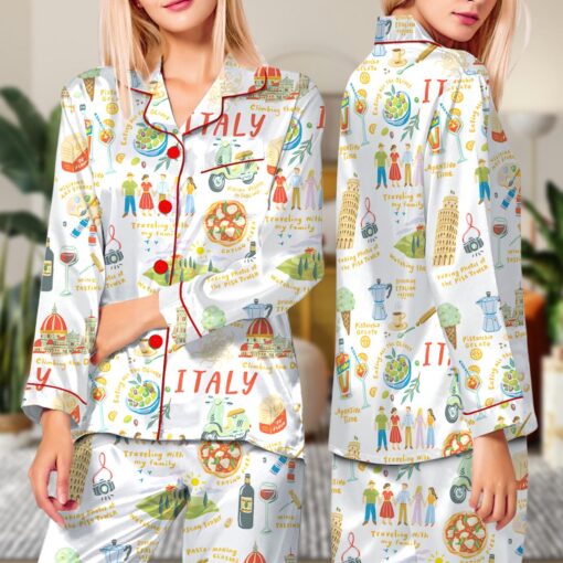 Italian Vacation Silky Satin Pajama Set - Image 6
