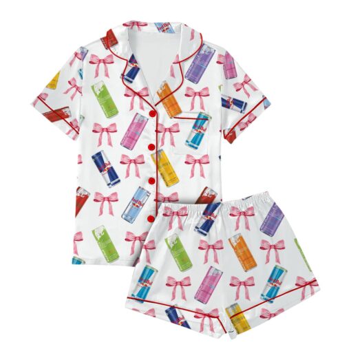 Alani Nu Energy Drink Coquette Bow Satin Pajama Set - Image 4