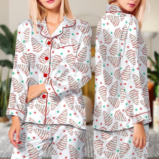 Christmas Tree Snack Cake Satin Pajamas Set - Image 6