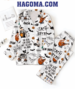Zach Bryan The Devil Can Scrap But The Lord Has Won Halloween Polyester Pajamas Set White
