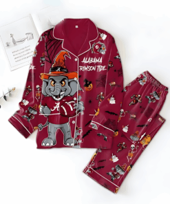 Alabama Crimson Tide Happy Halloween 2025 Polyester Pajamas Set Red Design