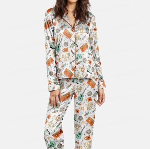 Life of a Showgirl Bracelet Silk Satin Pajamas For Women - Image 2