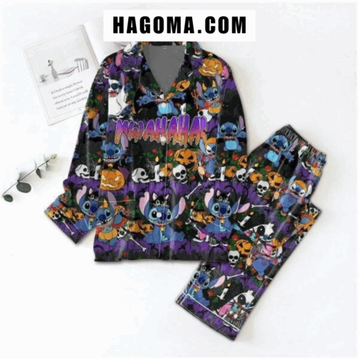 Stitch Ohana Happy Halloween Nightmare Satin Pajamas Set - Image 3