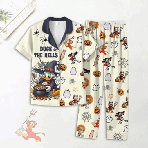 Disney Halloween Duck The Hell Donald Duck Satin Pajamas Set
