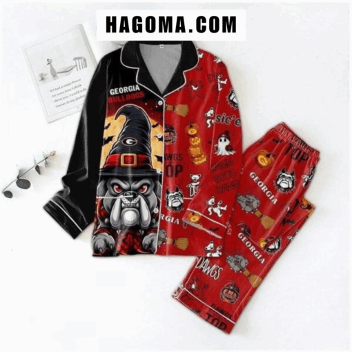 Georgia Bulldogs Dawgs Top Go Dawgs Halloween Satin Pajamas Set