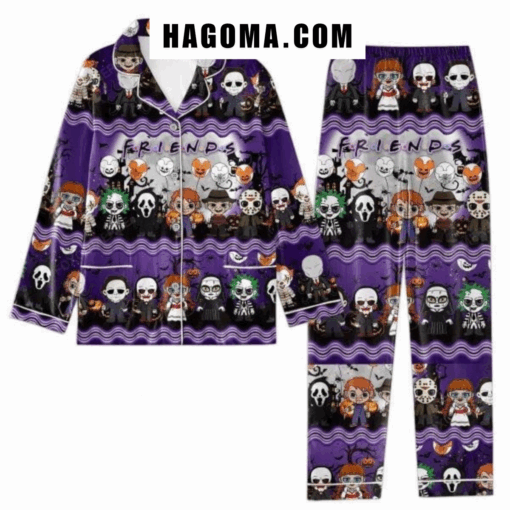 Horror Movies Friends Halloween Satin Pajamas Set