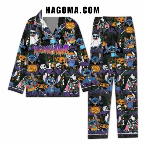 Stitch Ohana Happy Halloween Nightmare Satin Pajamas Set
