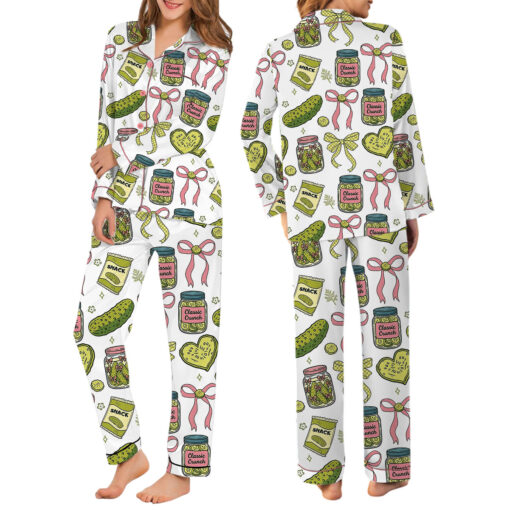 Women's Pickle Print Satin Pajamas Set - Image 7
