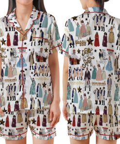 The Musical Inspired Print Pajama Set, Satin Pajamas For Women