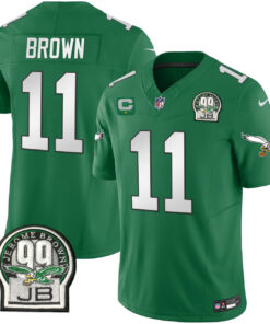 A.J. Brown Philadelphia Eagles Kelly Green Jerome Brown Patch Jersey - All Stitched