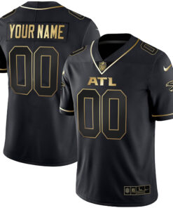 Atlanta Falcons Black Gold & White Gold Custom Jersey - All Stitched