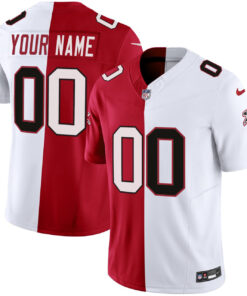 Atlanta Falcons Split Red White Custom Jersey - All Stitched